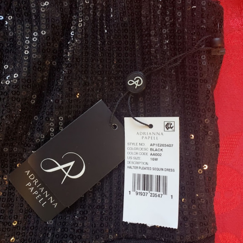 Adrianna Papell Halter Pleated Sequin Dress - Picture 4 of 7